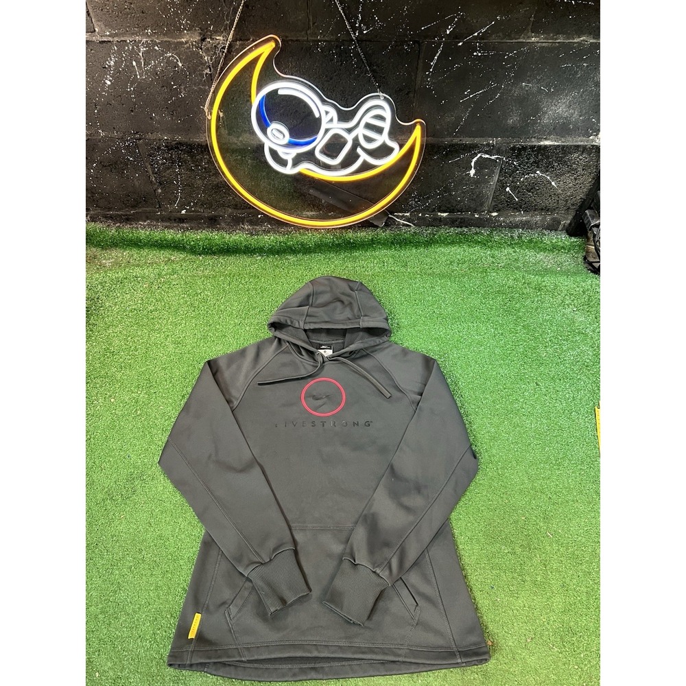 Nike Livestrong Womens SM Hoodie Sweatshirt Therma Fit Gray Pink Lance Armstrong